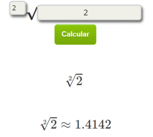 calculadora de raiz quadrada de 2